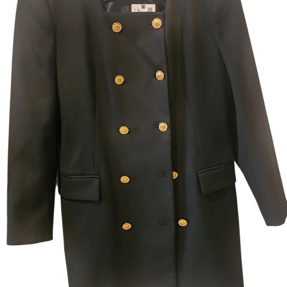 NWT Zara Black Double Breasted Blazer with Gold Buttons XL - Picture 2 of 5